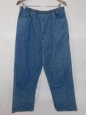 Tradition Country Collection plus Elastic Waist Pull on Blue Jeans Womens 16W